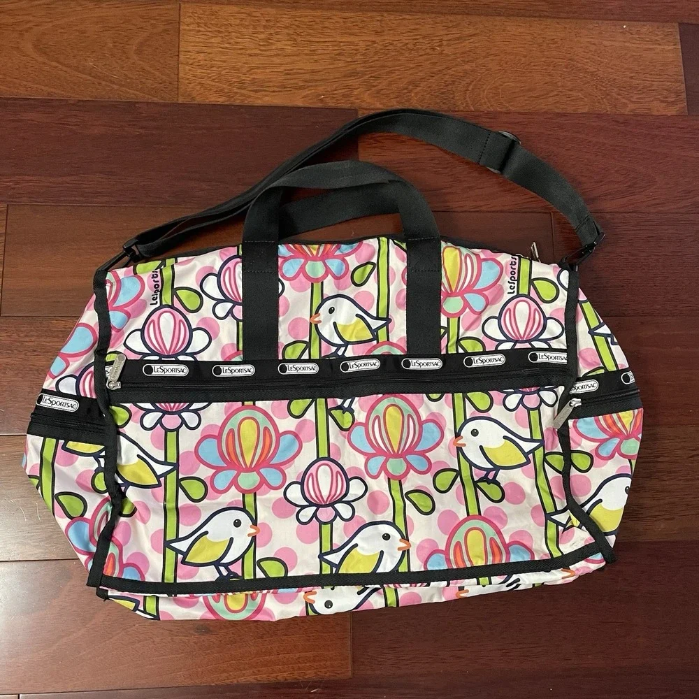LeSportsac Bird Flower Weekender Overnight Duffel Bag Multicolor Rare‎ HTF B27